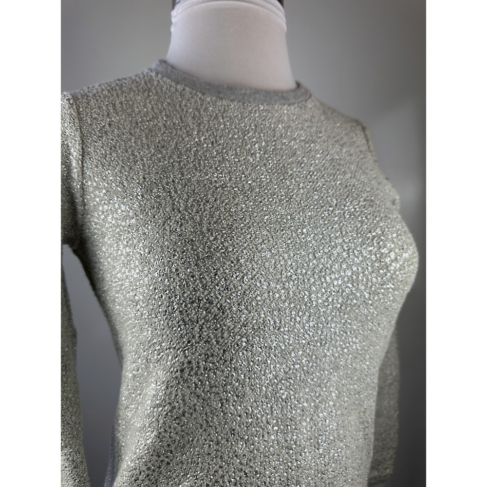 New Anthropologie x Dolan Left Coast Shine Sweater Silver Textured Pullover XS - Picture 6 of 16